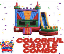 Colorful Castle Bounce House W/Slide Combo